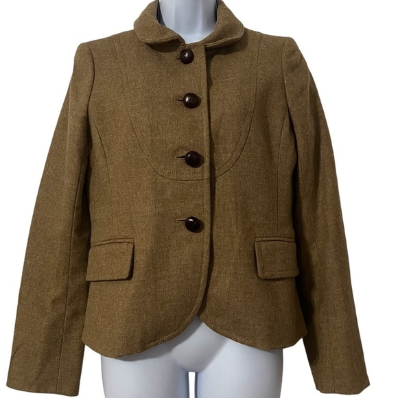 J. Crew Jackets & Blazers - J. Crew Bella Herringbone Jacket Blazer in Camel Sz 6 100% Wool Preppy
